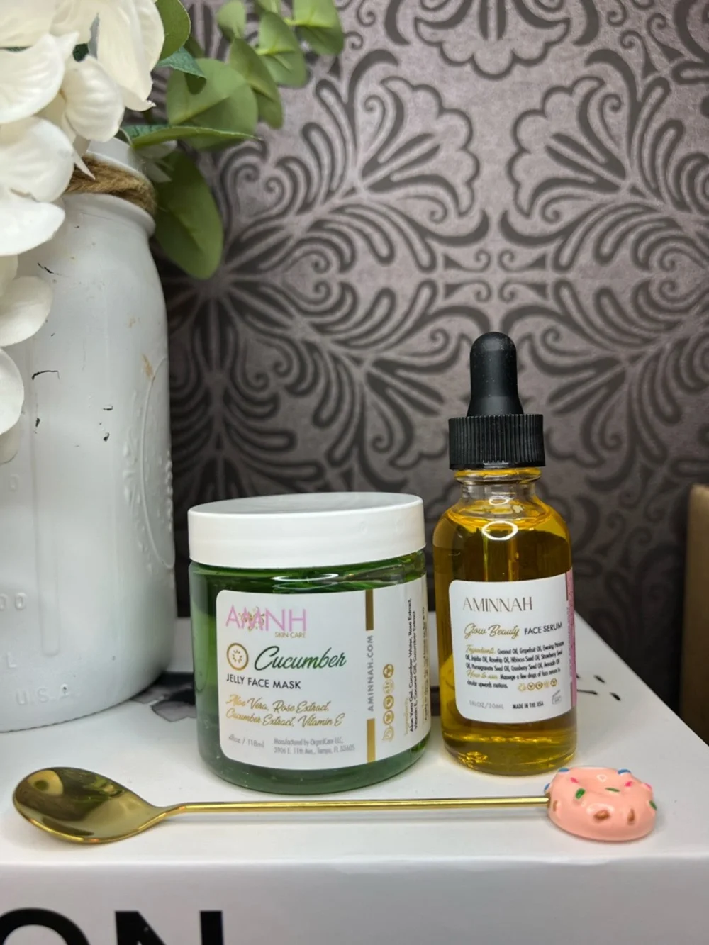 Aminnah Cucumber Jelly Face Mask & Glow Beauty Facial Serum Set